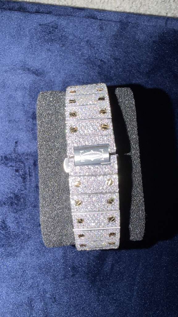 The Sovereign Santos Chronometer in Rose Gold & Full Pavé Moissanite