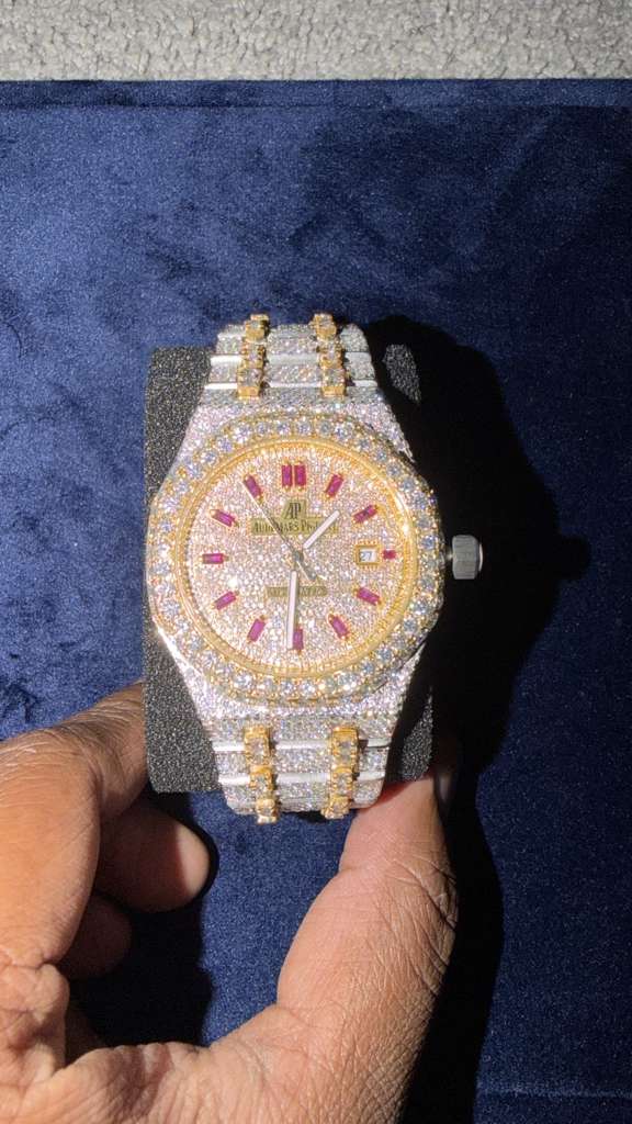The Sovereign Octagon "Bustdown" Two-Tone Timepiece – Ruby Baguette Edition