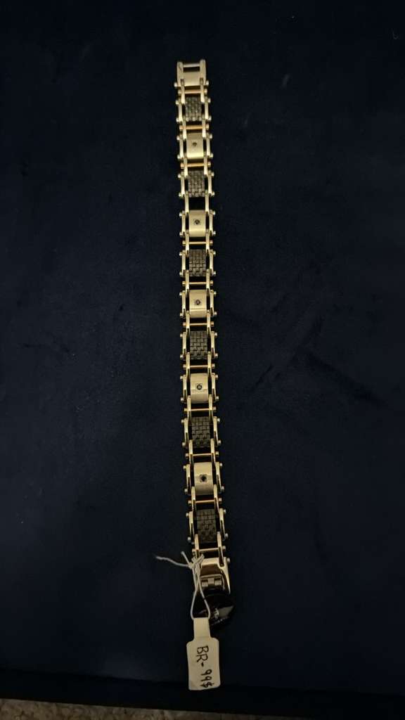 The Industrial Grid Link Statement Bracelet in Vermeil Brass