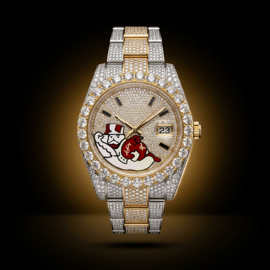 The Monopoly Bustdown Timepiece — Custom Iced Luxury Date Watch