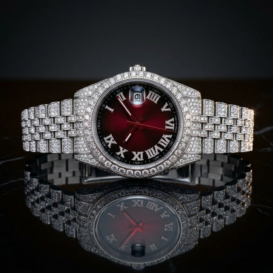 The Sovereign Date Chronometer — Full Pavé Moissanite Edition