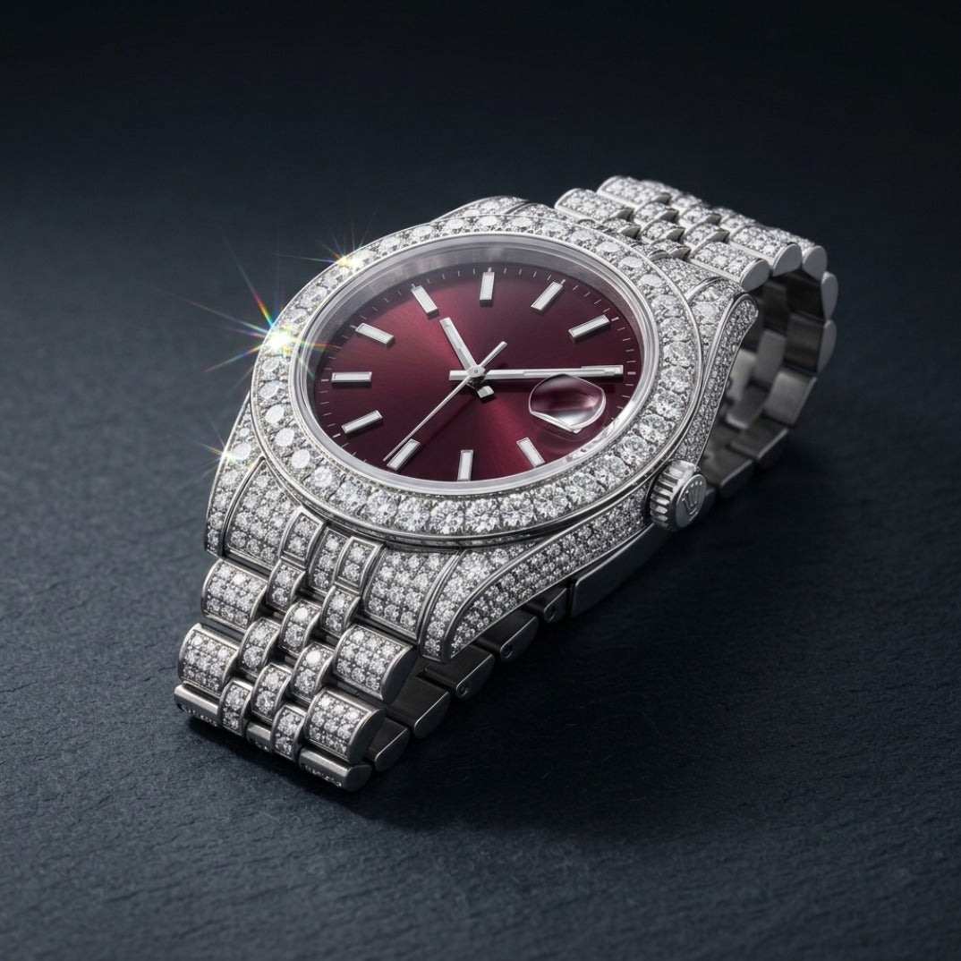 The Sovereign Date Chronometer — Full Pavé Moissanite Edition