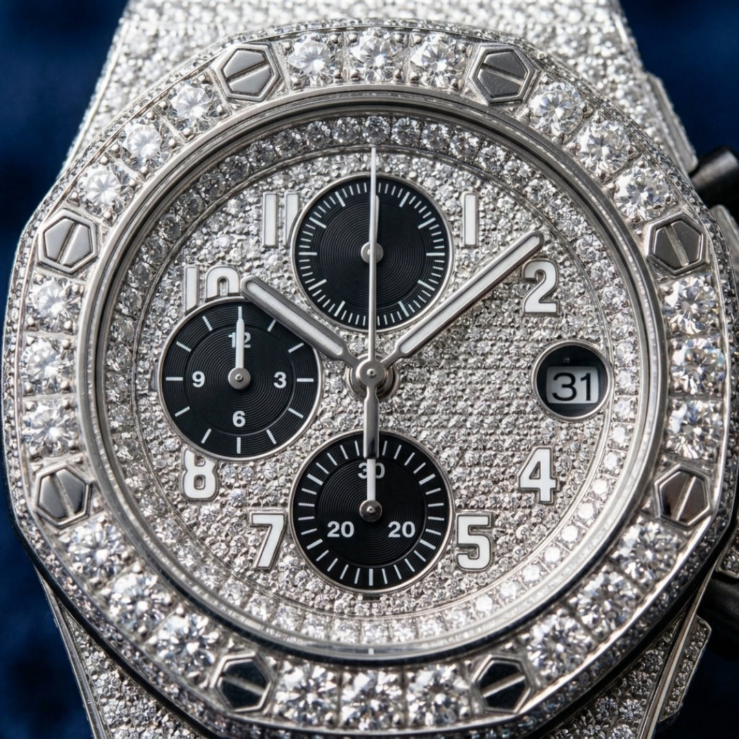 The Imperial Iced Oversized Chronograph Timepiece — Rose Gold & Diamond-Style Crystals