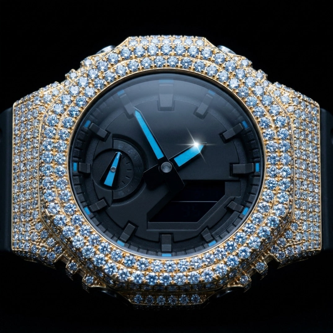 The Sovereign Chrono-Shield in Iced Moissanite (Rose Gold & Silver Edition)