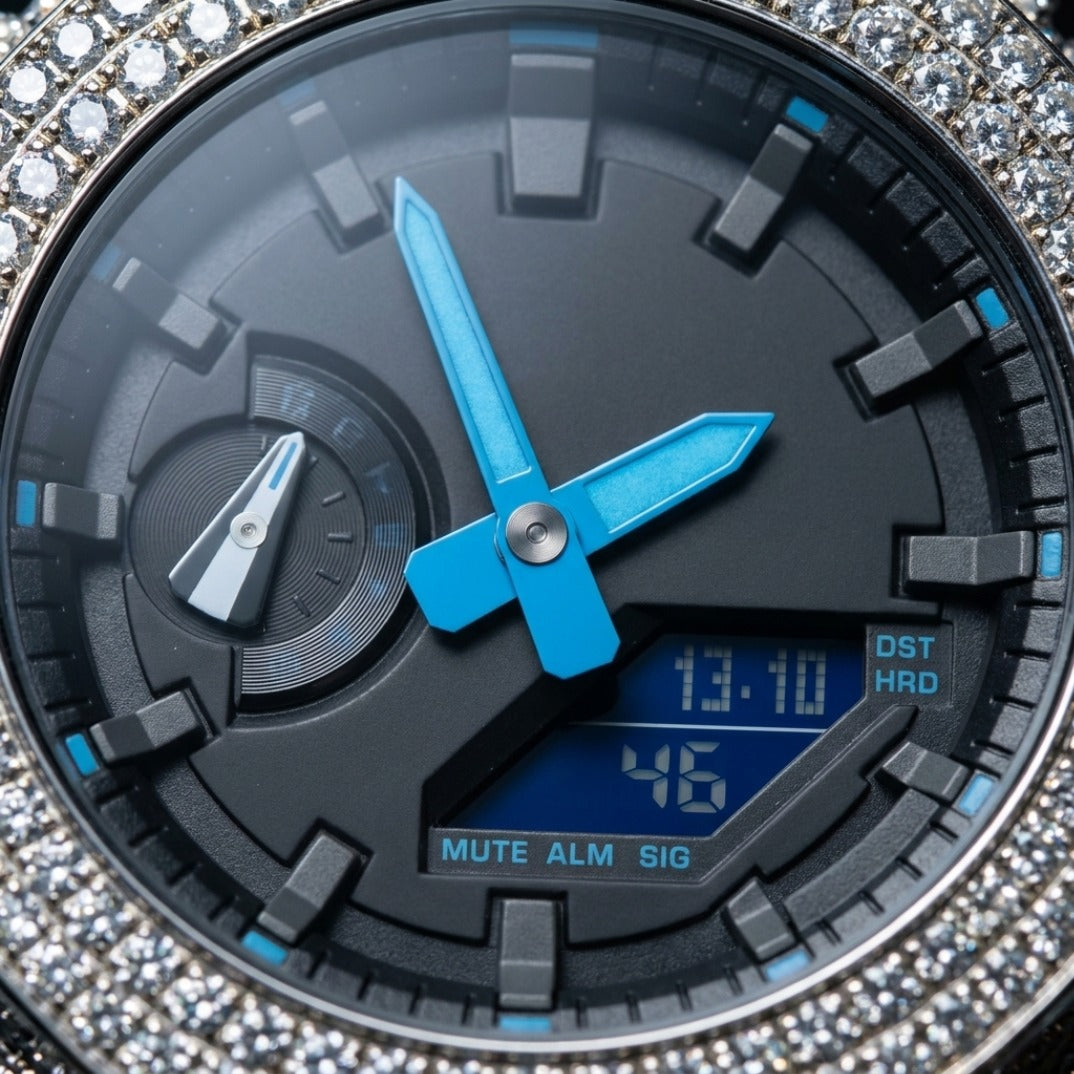 The Sovereign Chrono-Shield in Iced Moissanite (Rose Gold & Silver Edition)