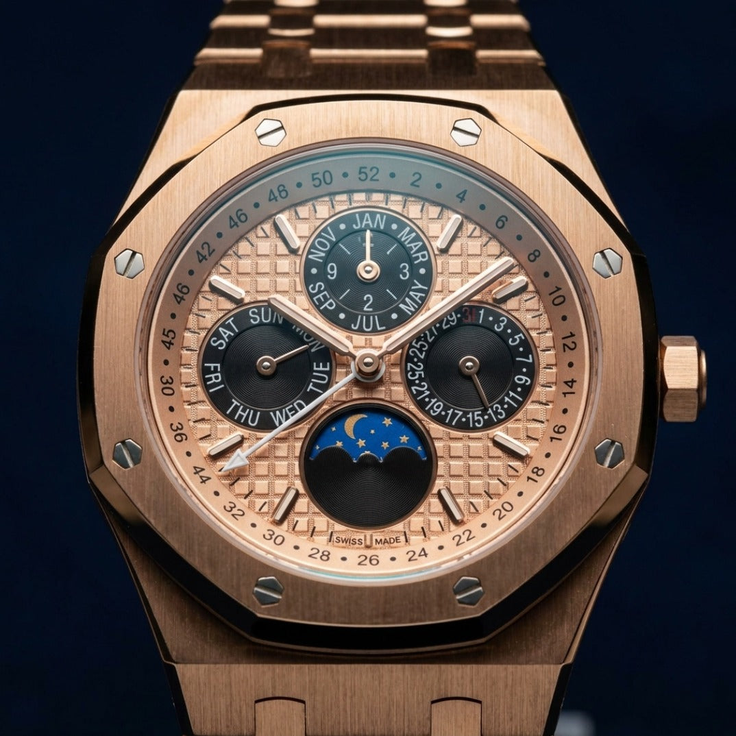 The Imperial Perpetual Calendar Salmon Dial Timepiece — Octagonal Luxury Edition