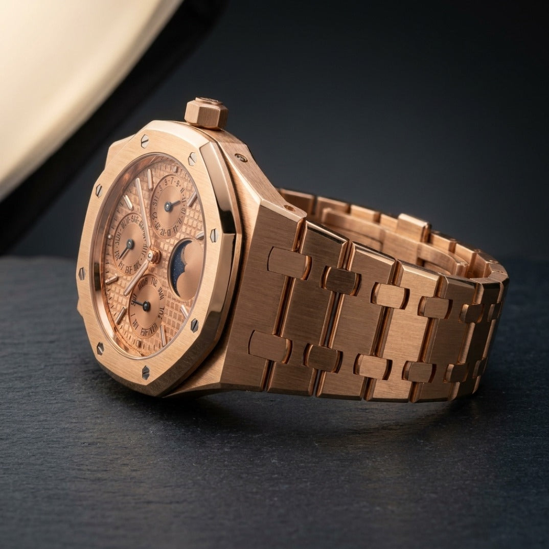 The Imperial Perpetual Calendar Salmon Dial Timepiece — Octagonal Luxury Edition