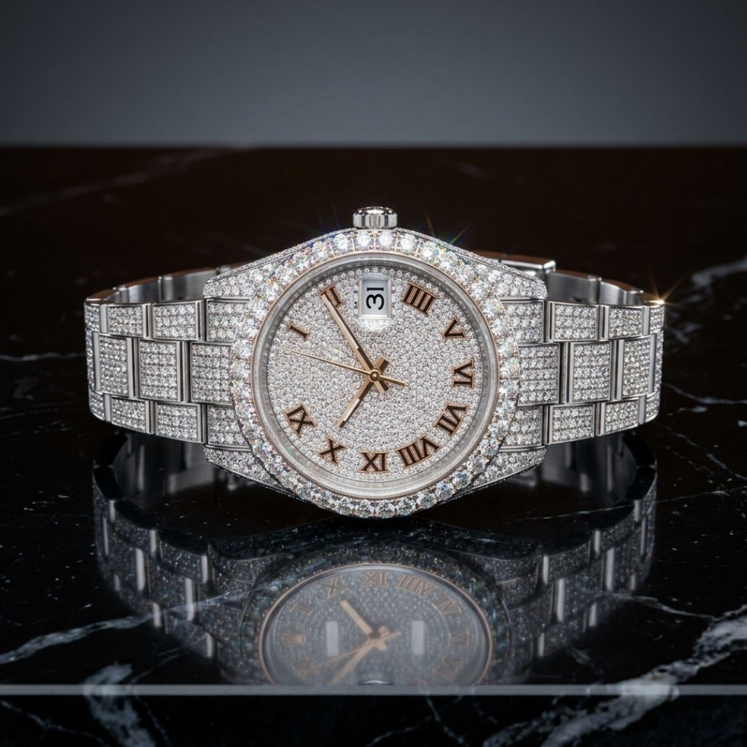 The Frostbite Roman Bustdown Timepiece — Full Flood VVS Moissanite Edition