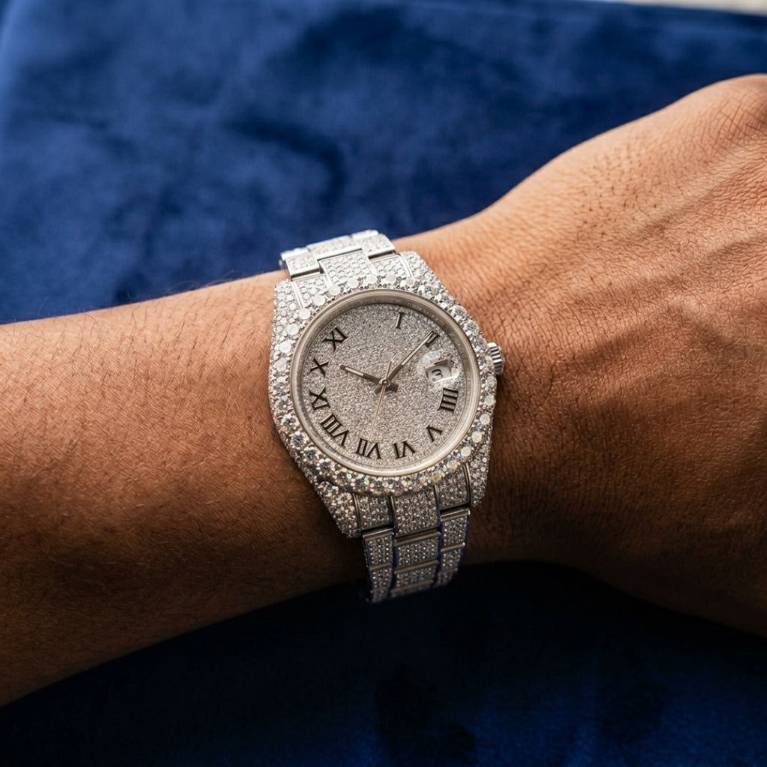 The Frostbite Roman Bustdown Timepiece — Full Flood VVS Moissanite Edition