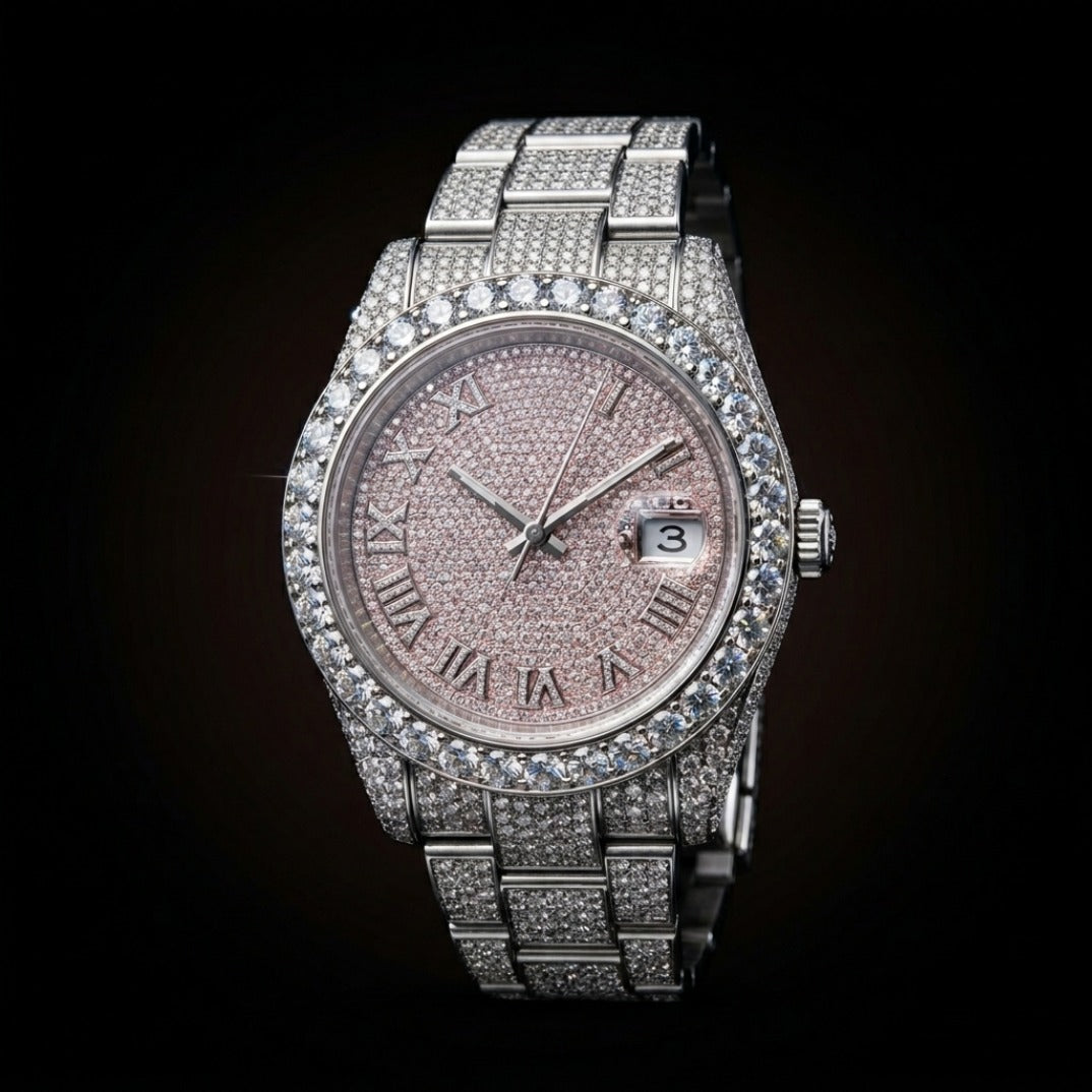 The Frostbite Roman Bustdown Timepiece — Full Flood VVS Moissanite Edition
