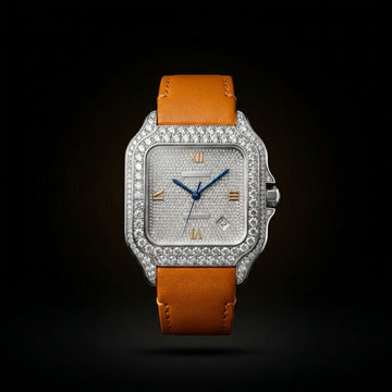 The Noir Emerald Iced Square Timepiece — Black Dial & Emerald Baguette Edition
