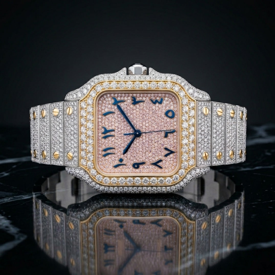 The Sovereign Square Iced Arabic Dial Bustdown Timepiece — Full VVS & Eastern Arabic Numeral Edition