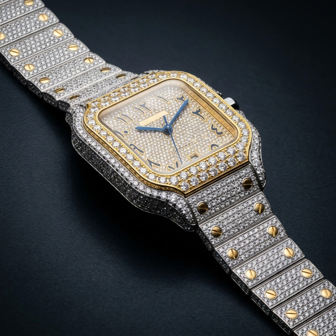 The Sovereign Square Iced Arabic Dial Bustdown Timepiece — Full VVS & Eastern Arabic Numeral Edition