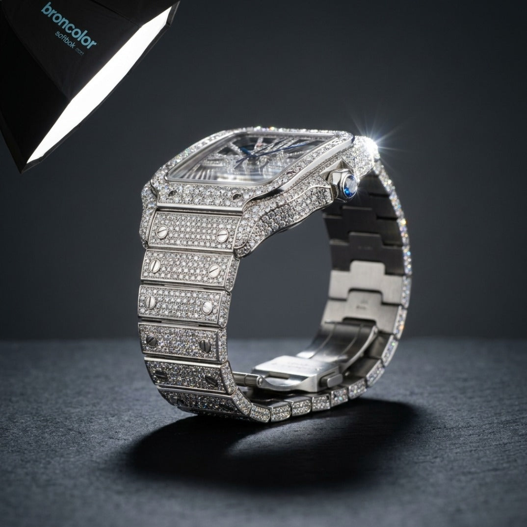 The Sovereign Square Skeleton Bustdown Timepiece — Full Flood VVS Open-Heart Edition