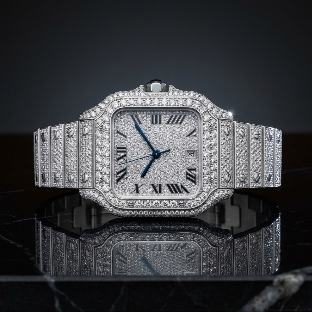 The Imperial Square Iced-Out Automatic Timepiece — Full Flood VVS Large Model