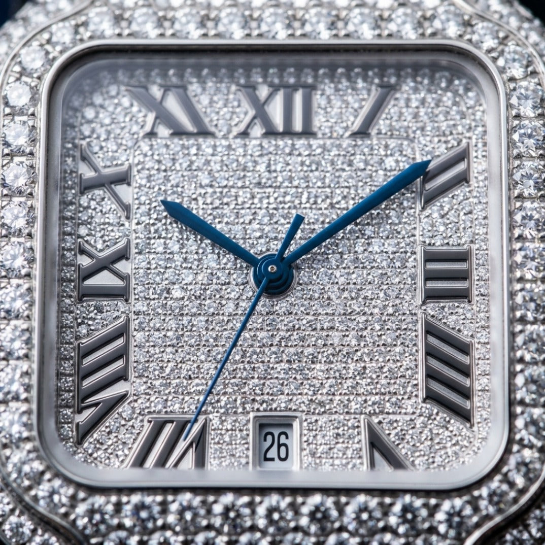 The Classic Bustdown Square Timepiece — VVS-Style Brilliant Crystals Edition