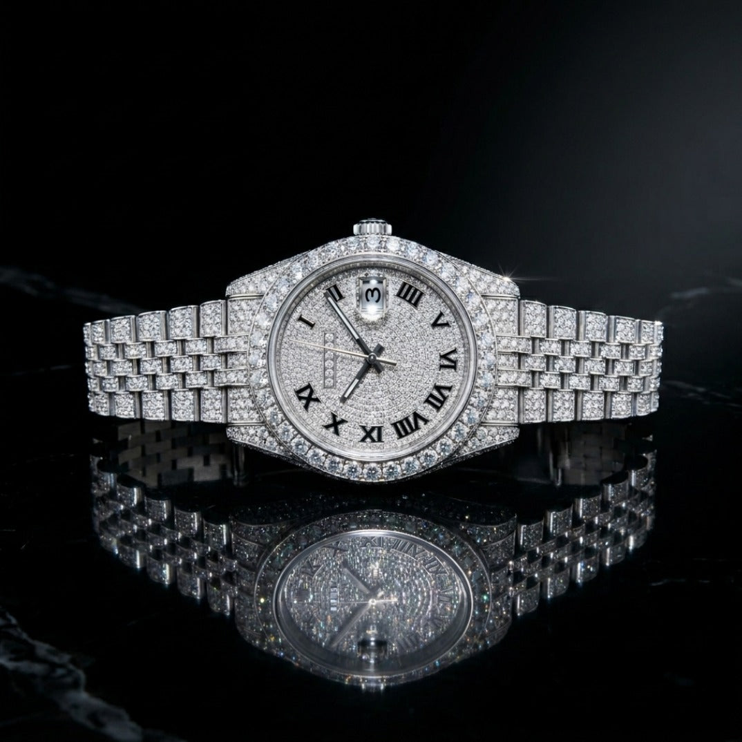 The Imperial President Bustdown Date Timepiece — Full VVS Moissanite Edition