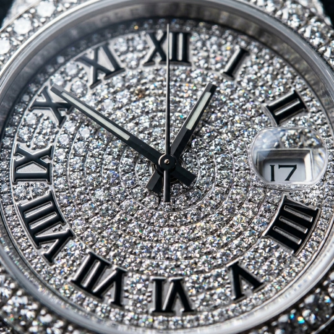 The Imperial President Bustdown Date Timepiece — Full VVS Moissanite Edition
