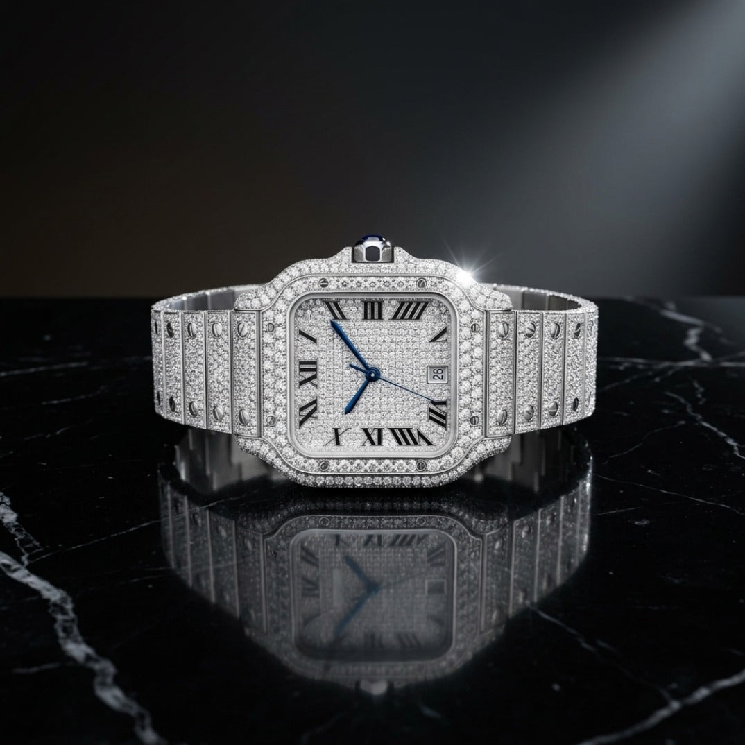 The Imperial Square Iced-Out Automatic Timepiece — Full Flood VVS Large Model