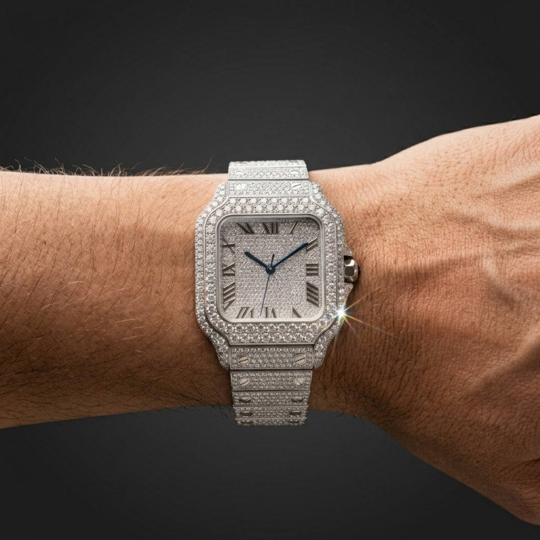 The Imperial Square Iced-Out Automatic Timepiece — Full Flood VVS Large Model