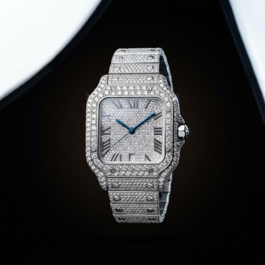 The Imperial Square Iced-Out Automatic Timepiece — Full Flood VVS Large Model