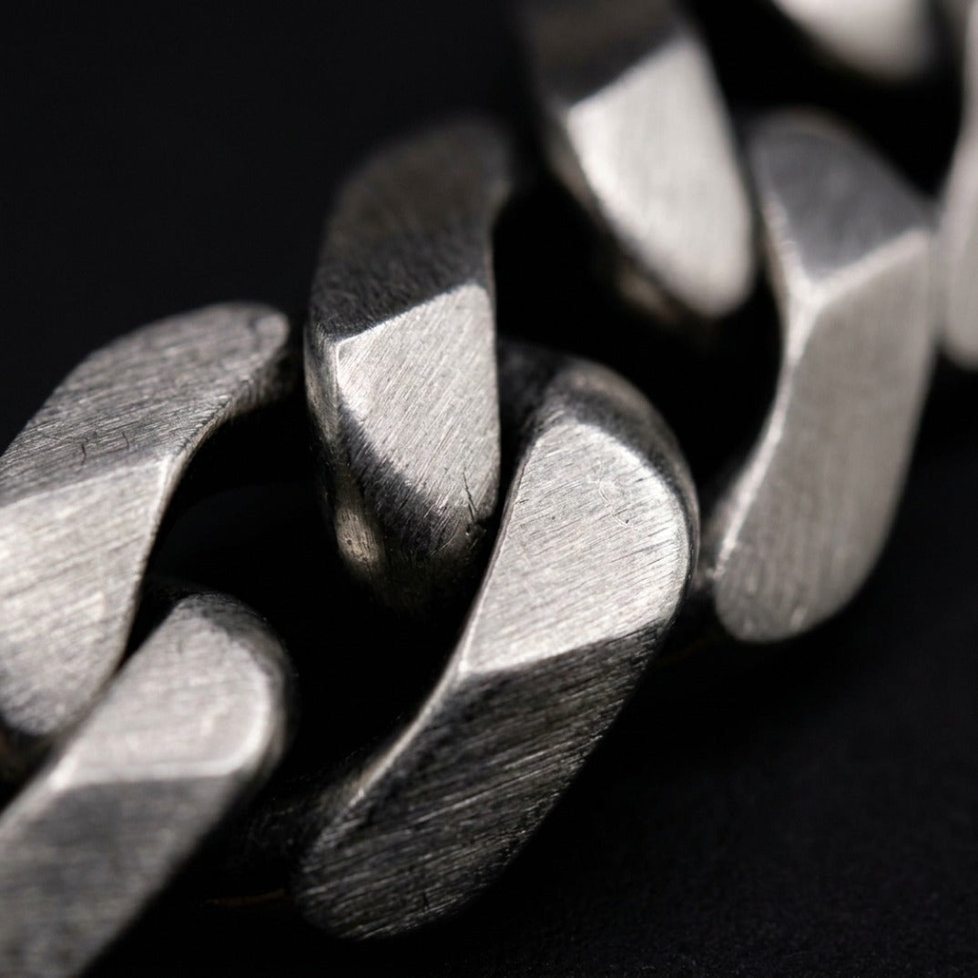 Heavyweight Brushed Finish Flat Cuban Link Bracelet In Silver