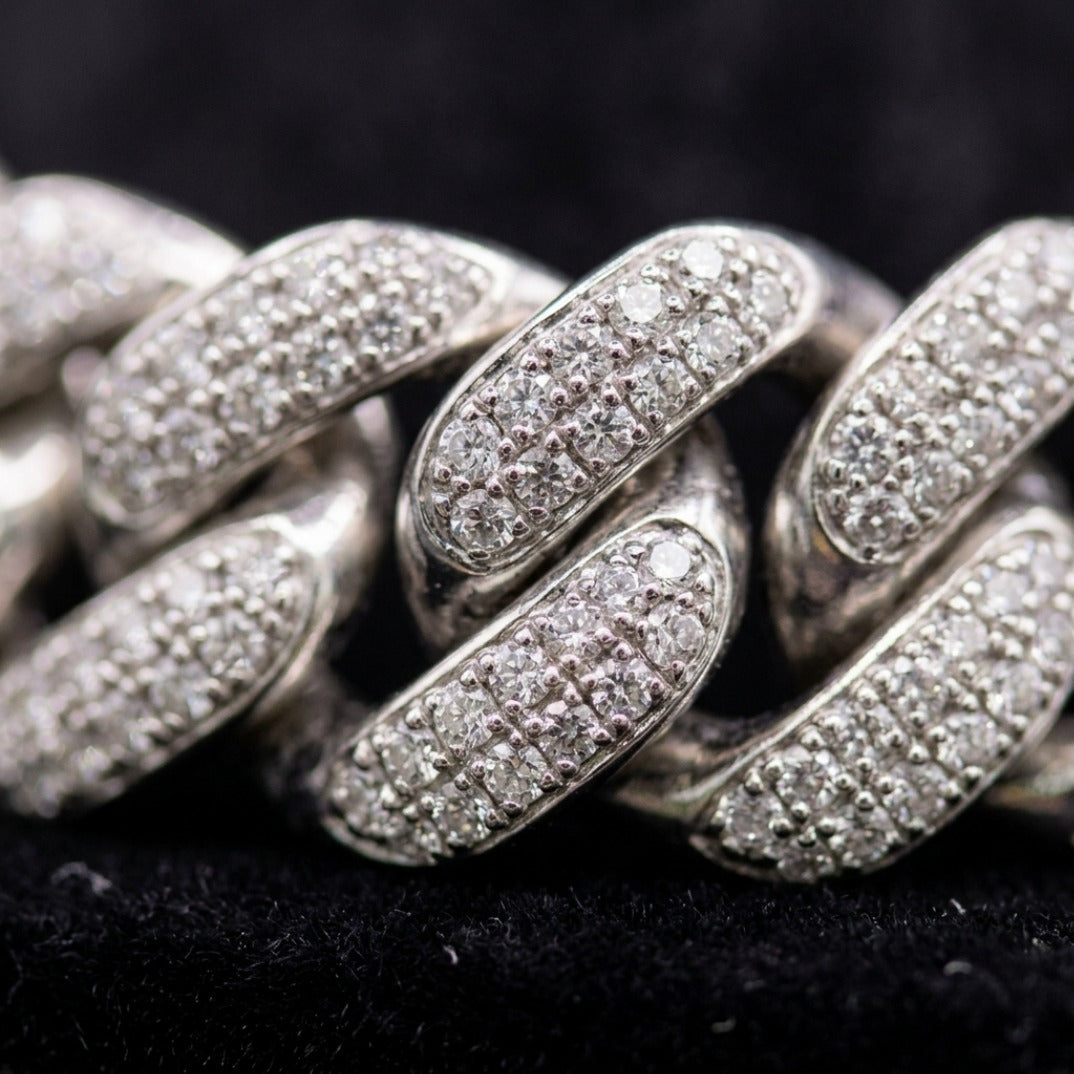 Heavyweight Iced Out Cuban Link Chain In White Gold With Full Pavé CZ Setting