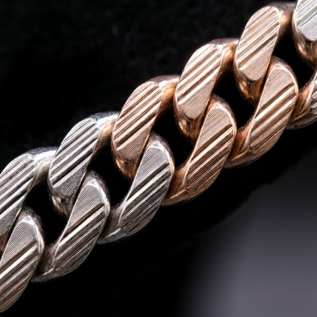 Rose Gold Cuban Link Chain Necklace With Full Pavé CZ Stone Setting