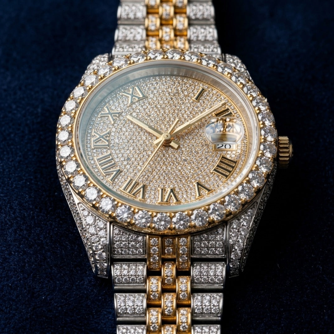 The Imperial Frost Bustdown Timepiece — Two-Tone Gold & Silver VVS Edition