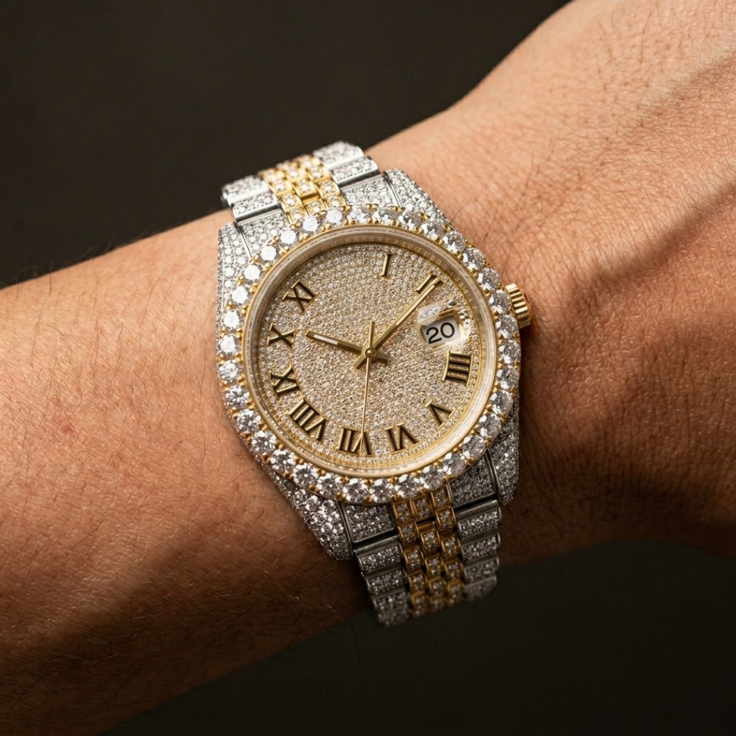 The Imperial Frost Bustdown Timepiece — Two-Tone Gold & Silver VVS Edition