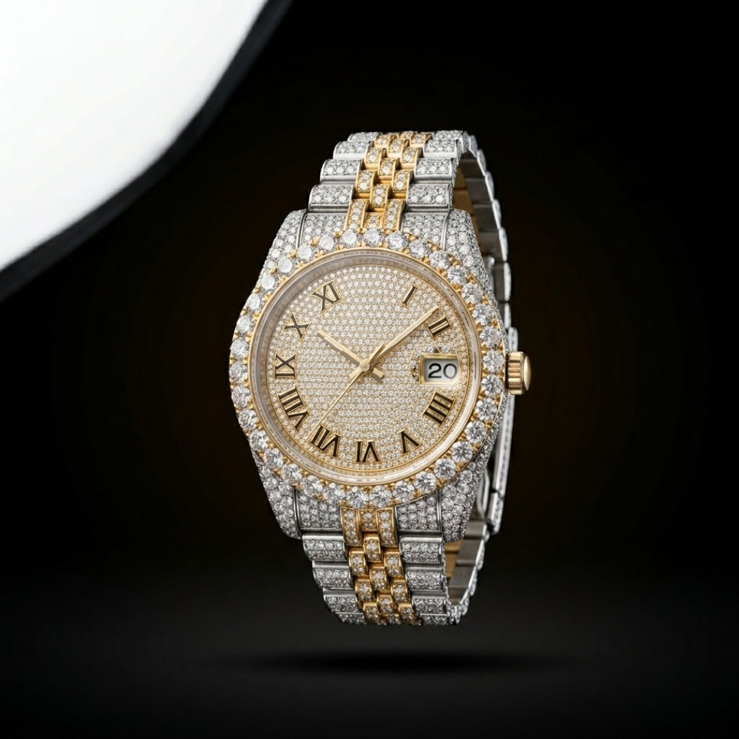 The Imperial Frost Bustdown Timepiece — Two-Tone Gold & Silver VVS Edition