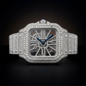 The Skeleton Bustdown Square Timepiece — VVS-Style Brilliant Crystals Edition