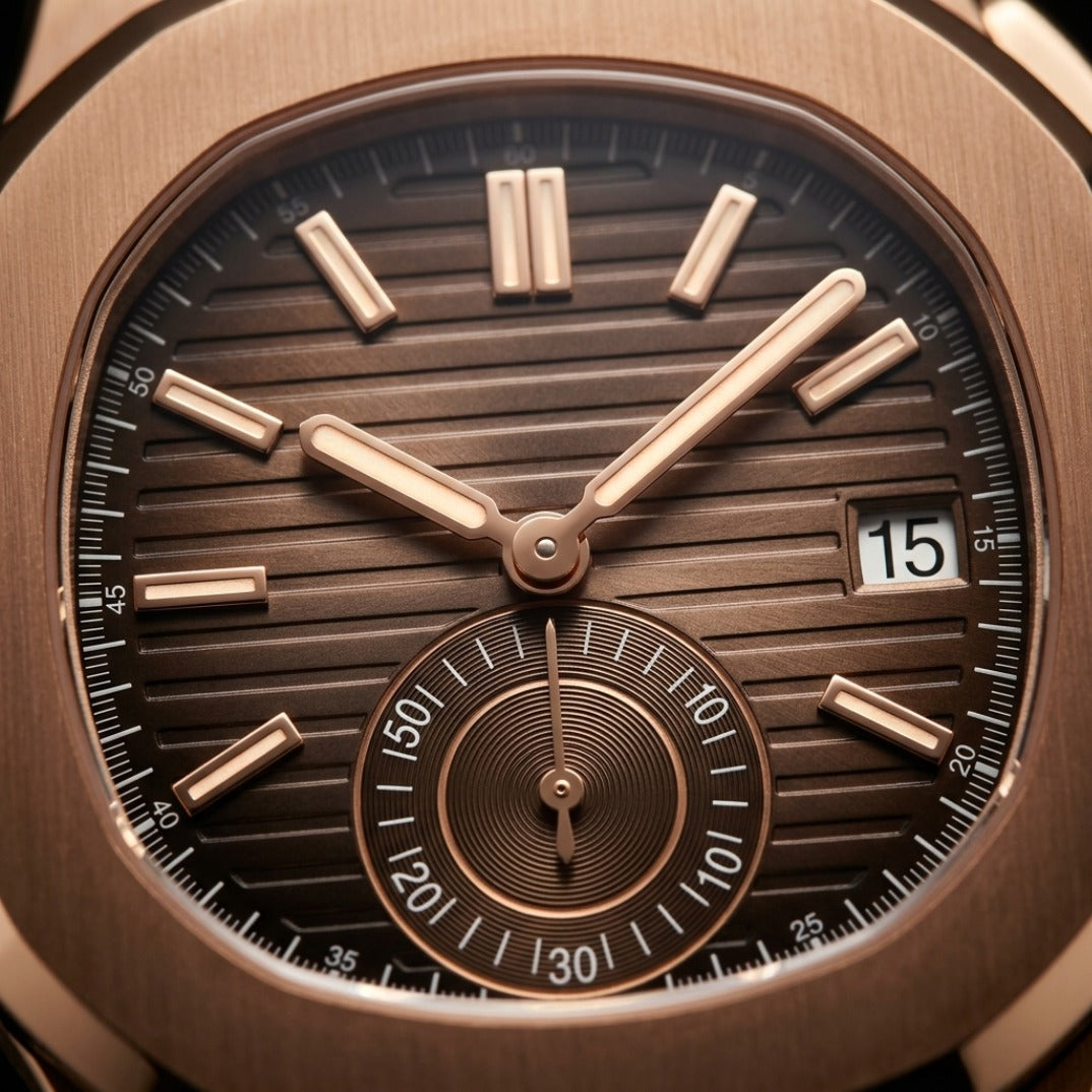 The Horizon Rose Gold Flyback Chronograph Timepiece — Chocolate Dial & White Rubber Strap Edition