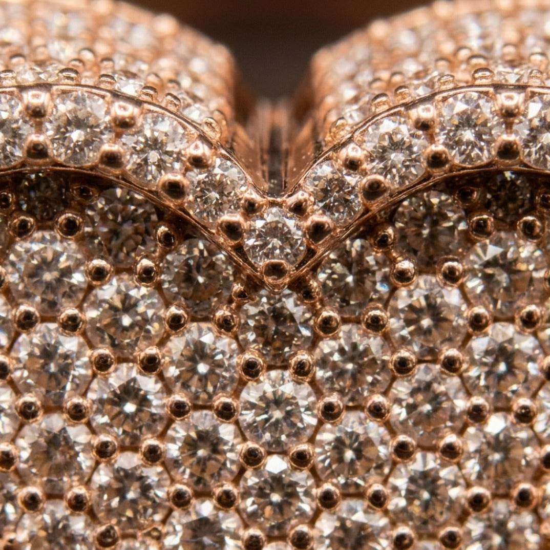 Rose Gold Pavé Heart Signet Ring Fully Iced In White CZ Stones