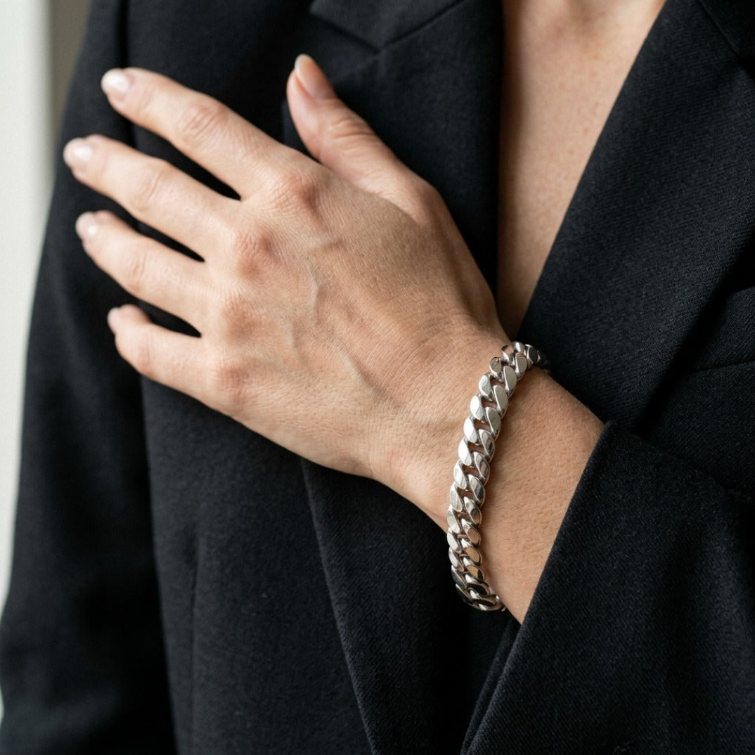 The Sovereign Curb: Solid Silver Miami Cuban Link Bracelet