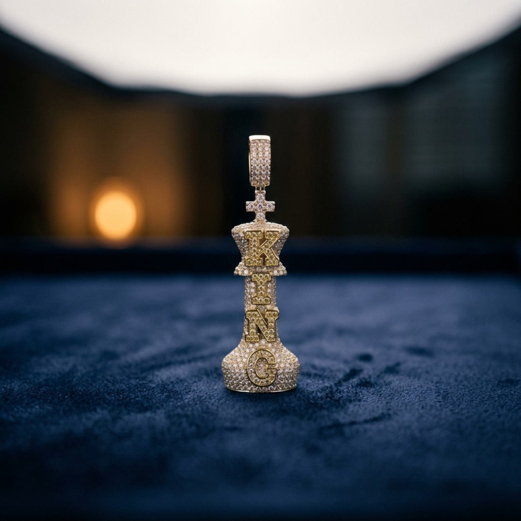 The Sovereign Chess King Pendant — Fully Iced Silver Chess king pendant