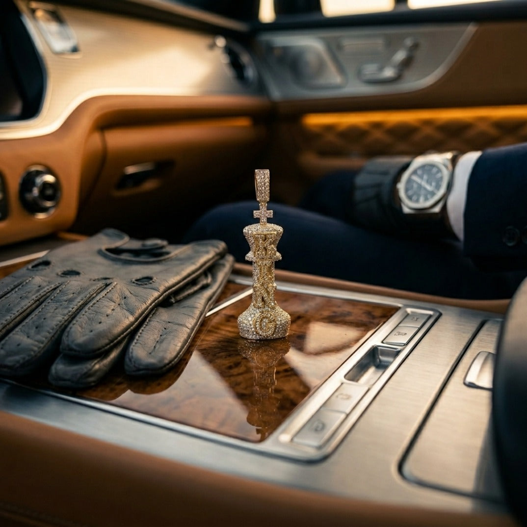 The Sovereign Chess King Pendant — Fully Iced Silver Chess king pendant