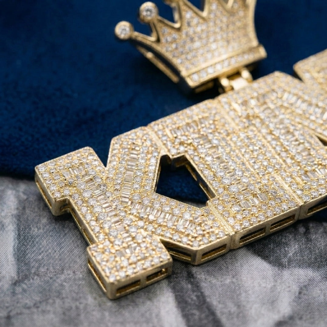 Iced Out King Pendant – Sovereign Crown Pendant in 925 Silver with CZ