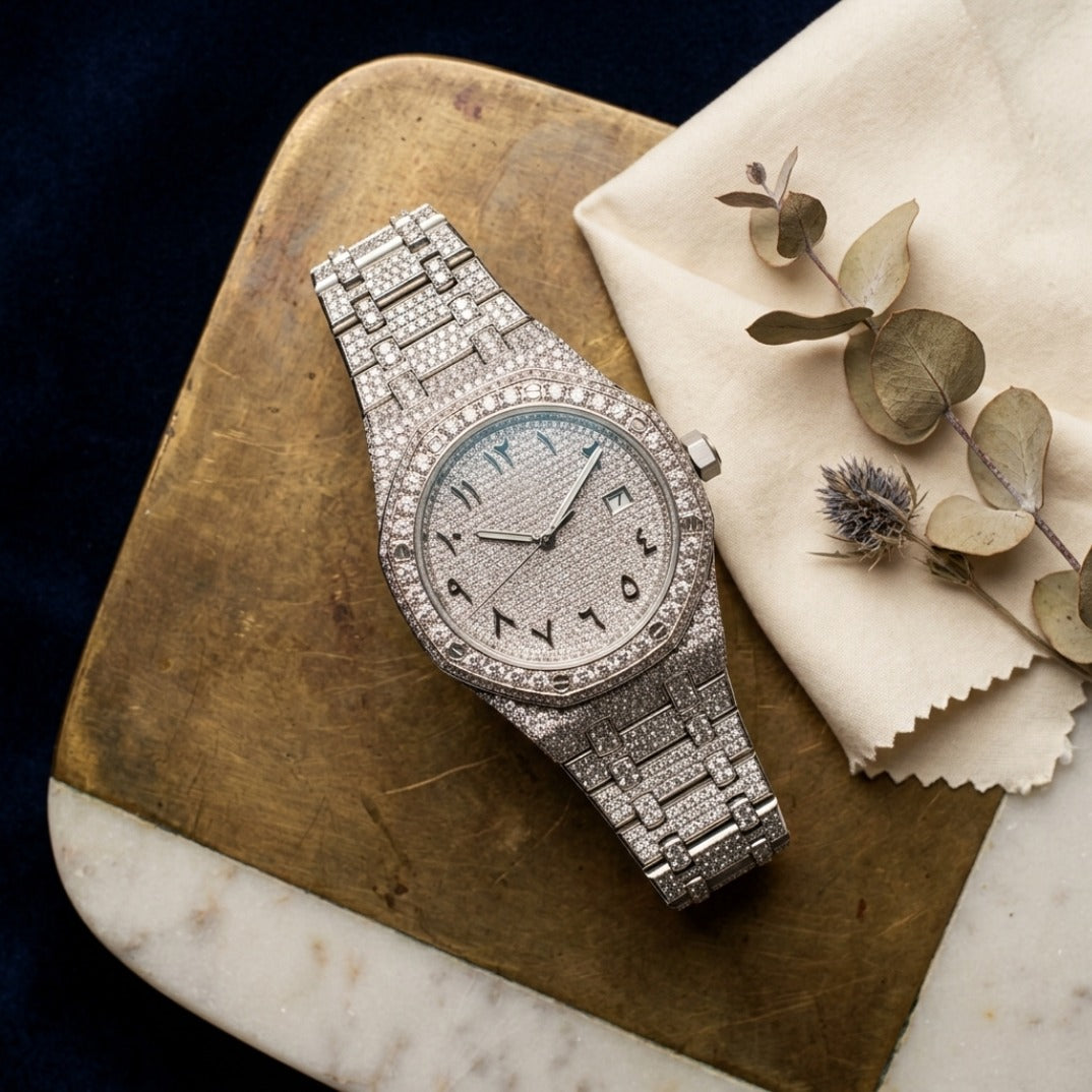 The Octagon Aurora Iced Arabic Dial Bustdown Timepiece — Full VVS & Eastern Arabic Numeral Edition