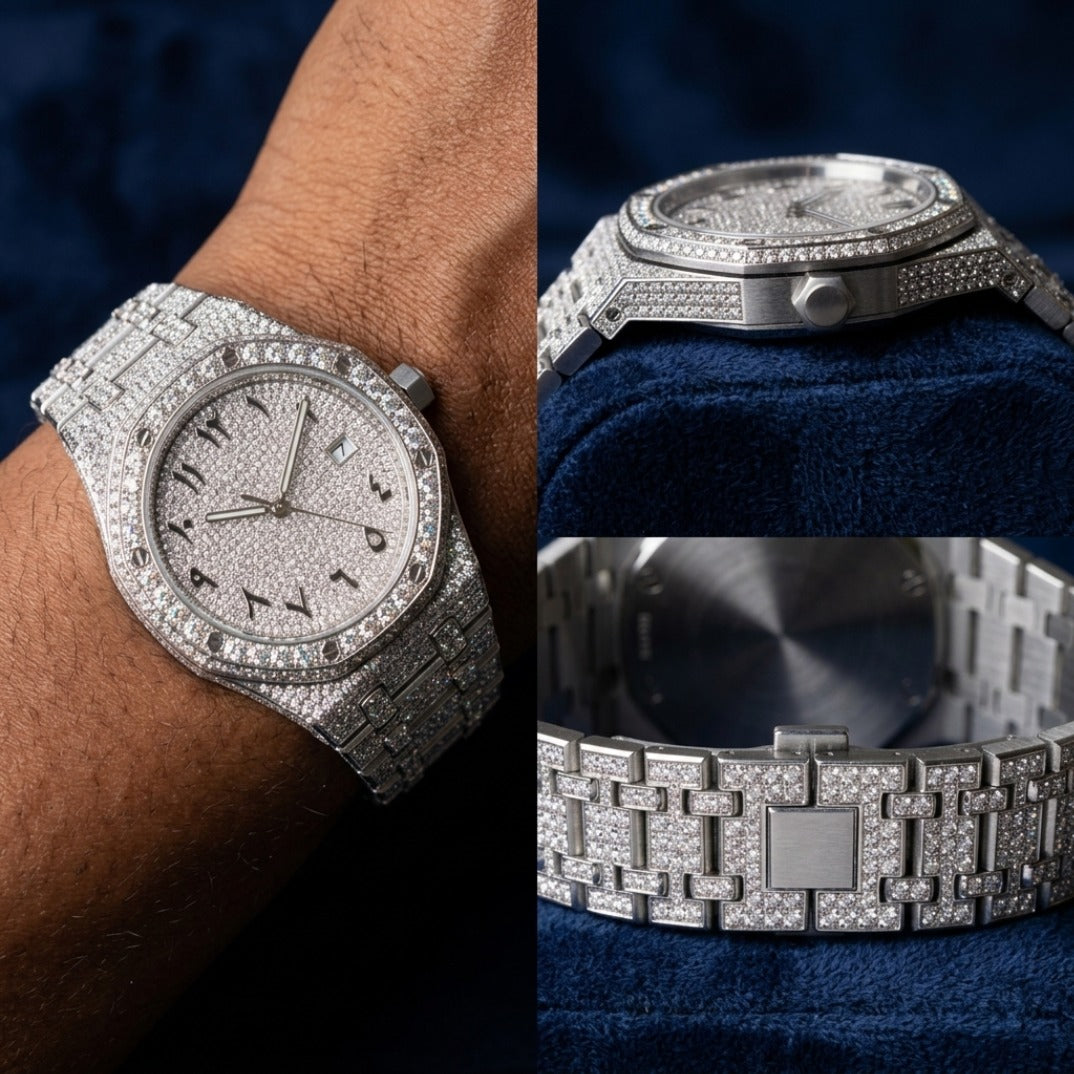 The Octagon Aurora Iced Arabic Dial Bustdown Timepiece — Full VVS & Eastern Arabic Numeral Edition