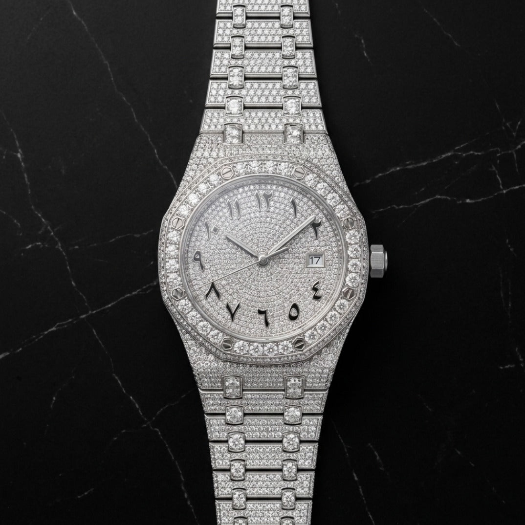 The Octagon Aurora Iced Arabic Dial Bustdown Timepiece — Full VVS & Eastern Arabic Numeral Edition