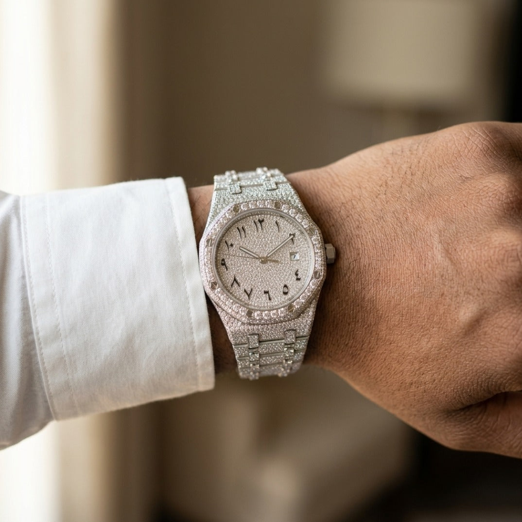 The Octagon Aurora Iced Arabic Dial Bustdown Timepiece — Full VVS & Eastern Arabic Numeral Edition