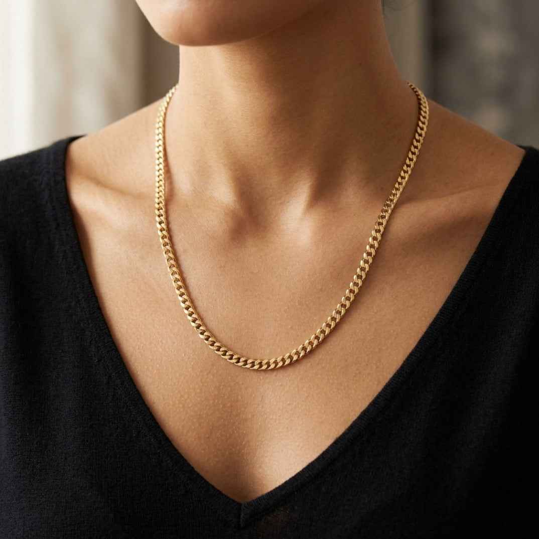 Gold-Coated Miami Silver Chain Necklace