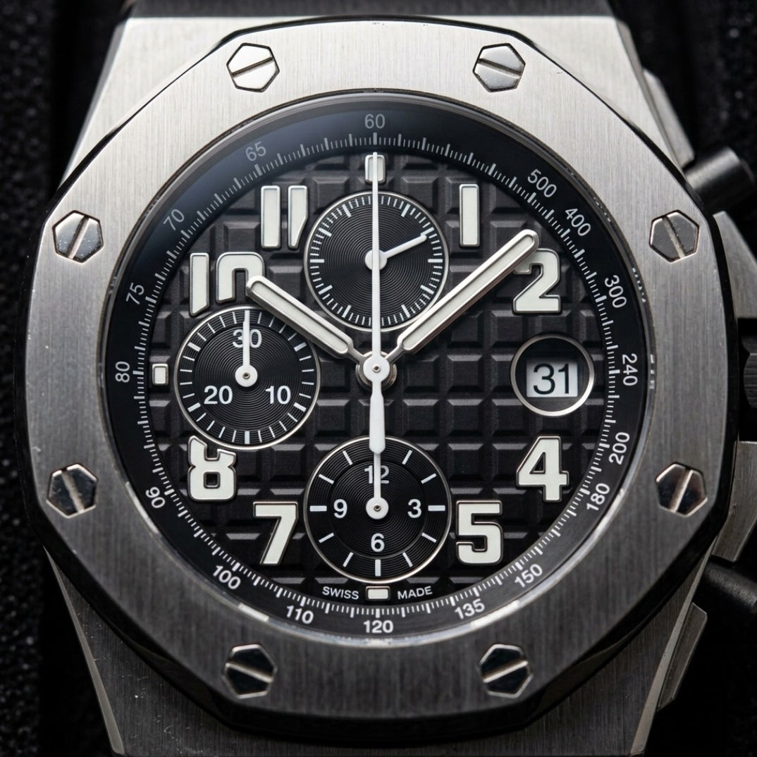 The Vanguard Chronograph Luxury Watch in Brushed Steel