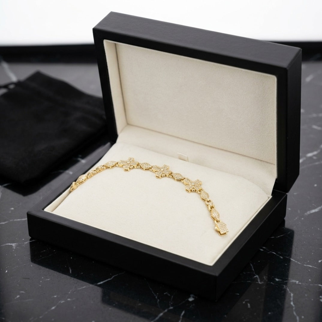 The Sovereign Cruciform Link Bracelet in Yellow Gold