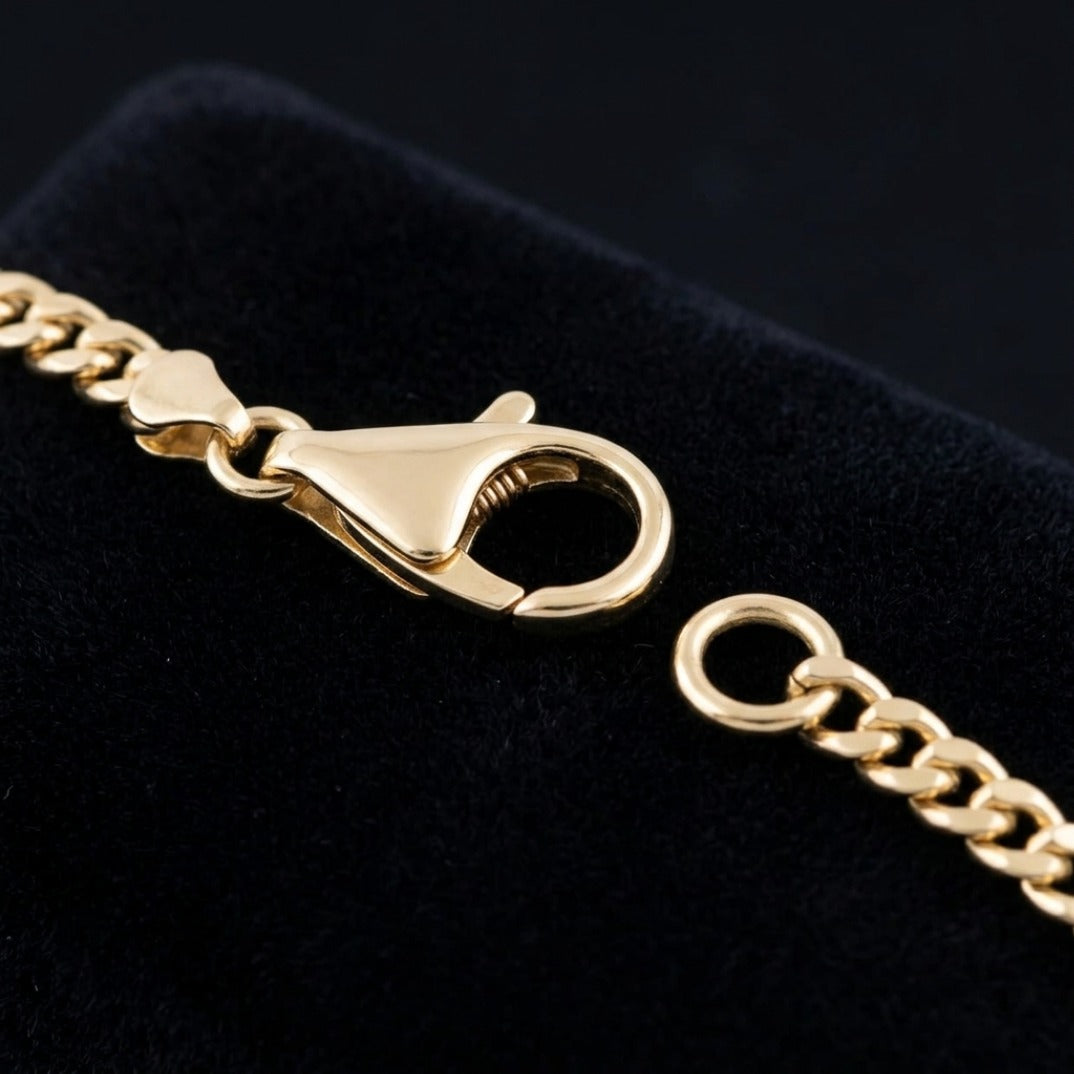 Diamond Cut Gold Chain – 925 Silver Plain Chain with Gold Coating