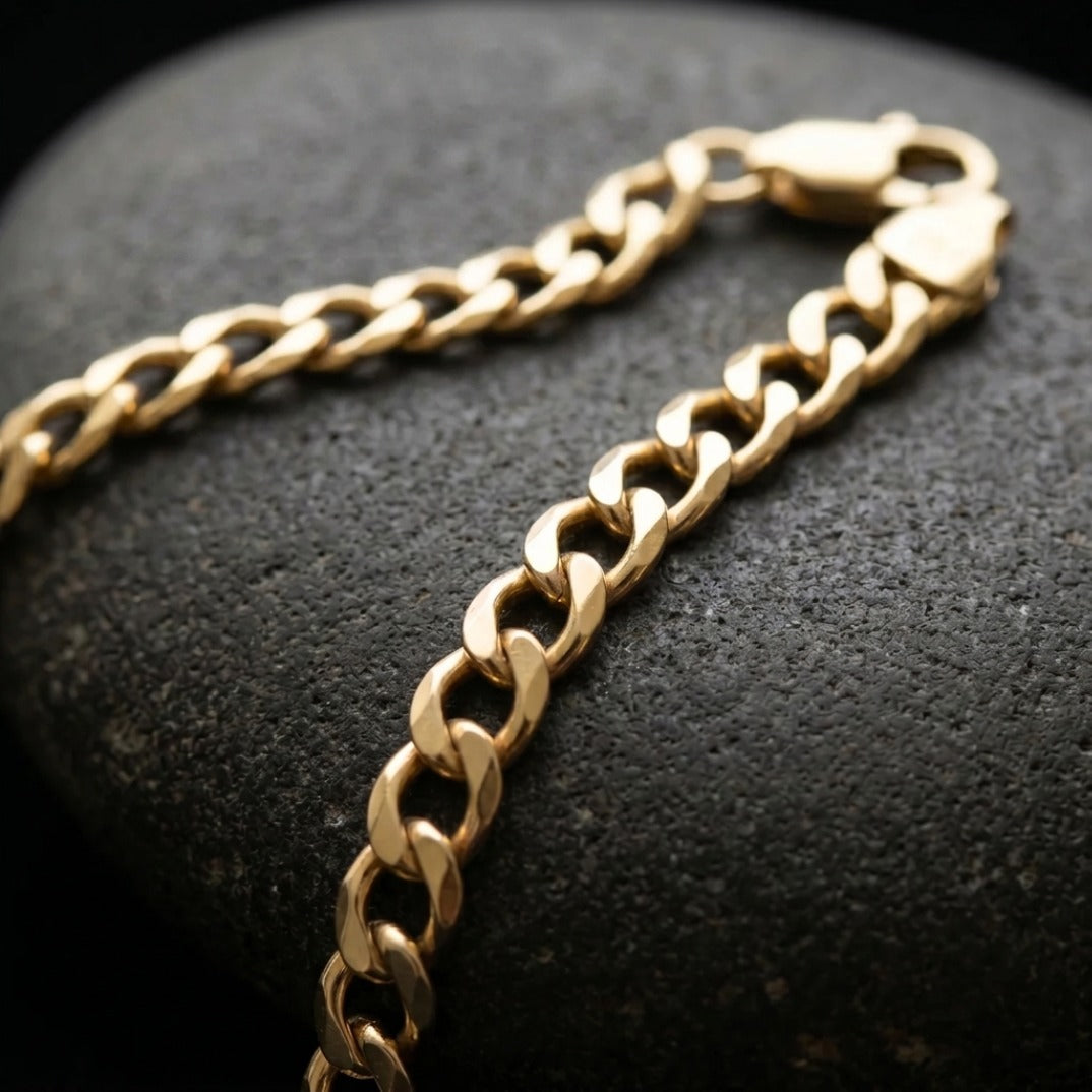 Diamond-Cut 925 Silver Plain Chain with Gold Coating