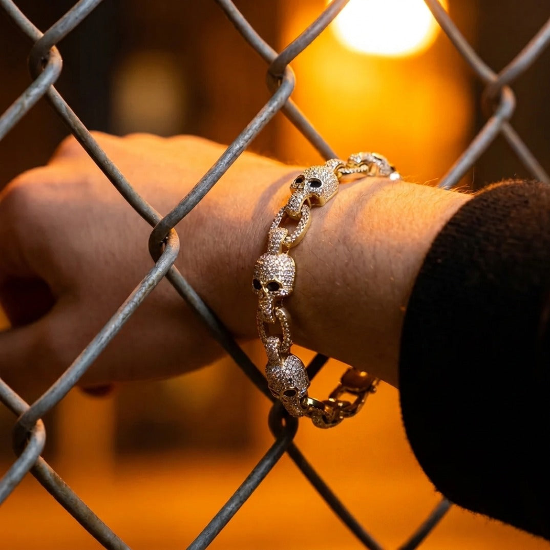 The Phantom Chain — Iced Skull Link Bracelet