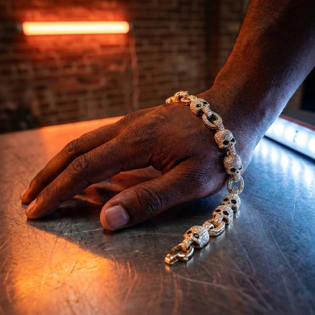 The Phantom Chain — Iced Skull Link Bracelet