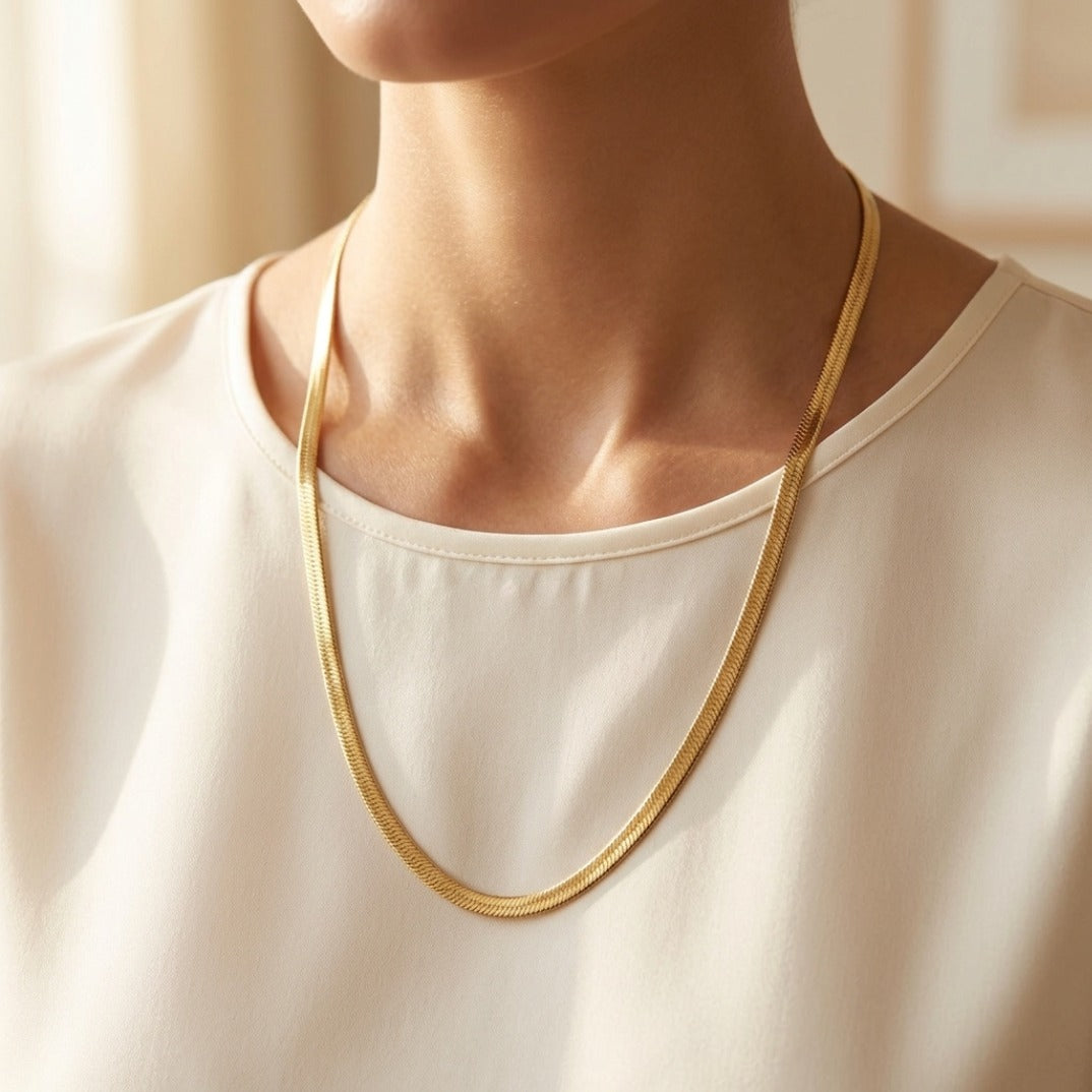 925 Silver Plain Chain Necklace – Rhodium-Coated Minimalist Chain